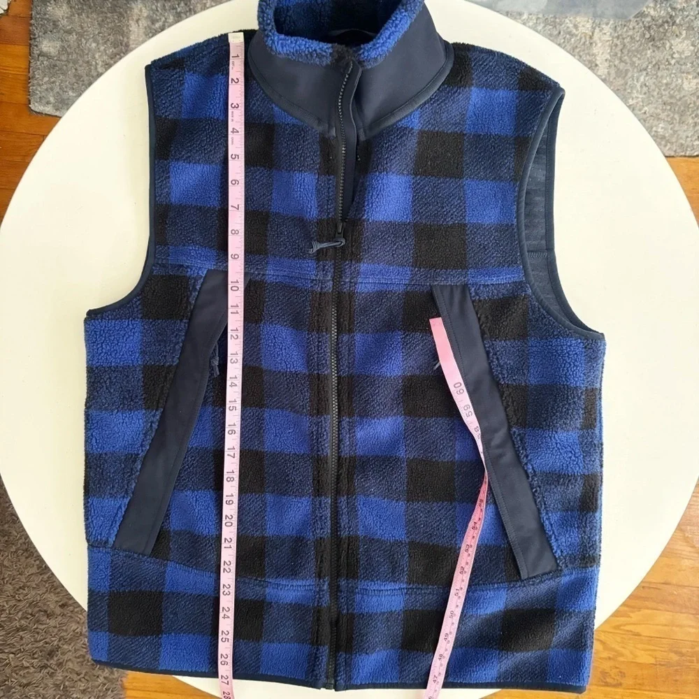 J. Crew Men’s Nordic Sherpa Fleece Vest Check Buffalo Plaid Size Medium